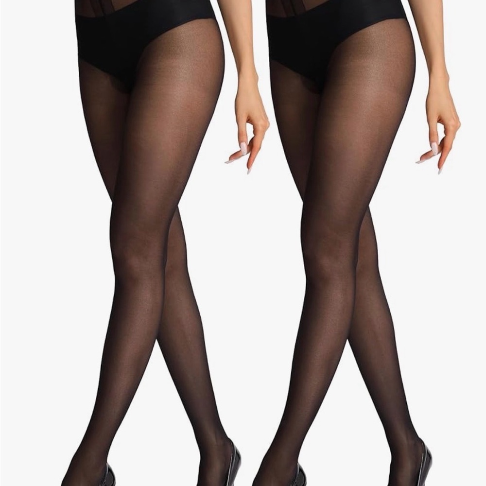 BRAND NEW 2 Pairs Control Top Sheer Black Tights